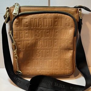 Steve Madden BGLAM Logo Crossbody Messenger Bag In Camel Brown